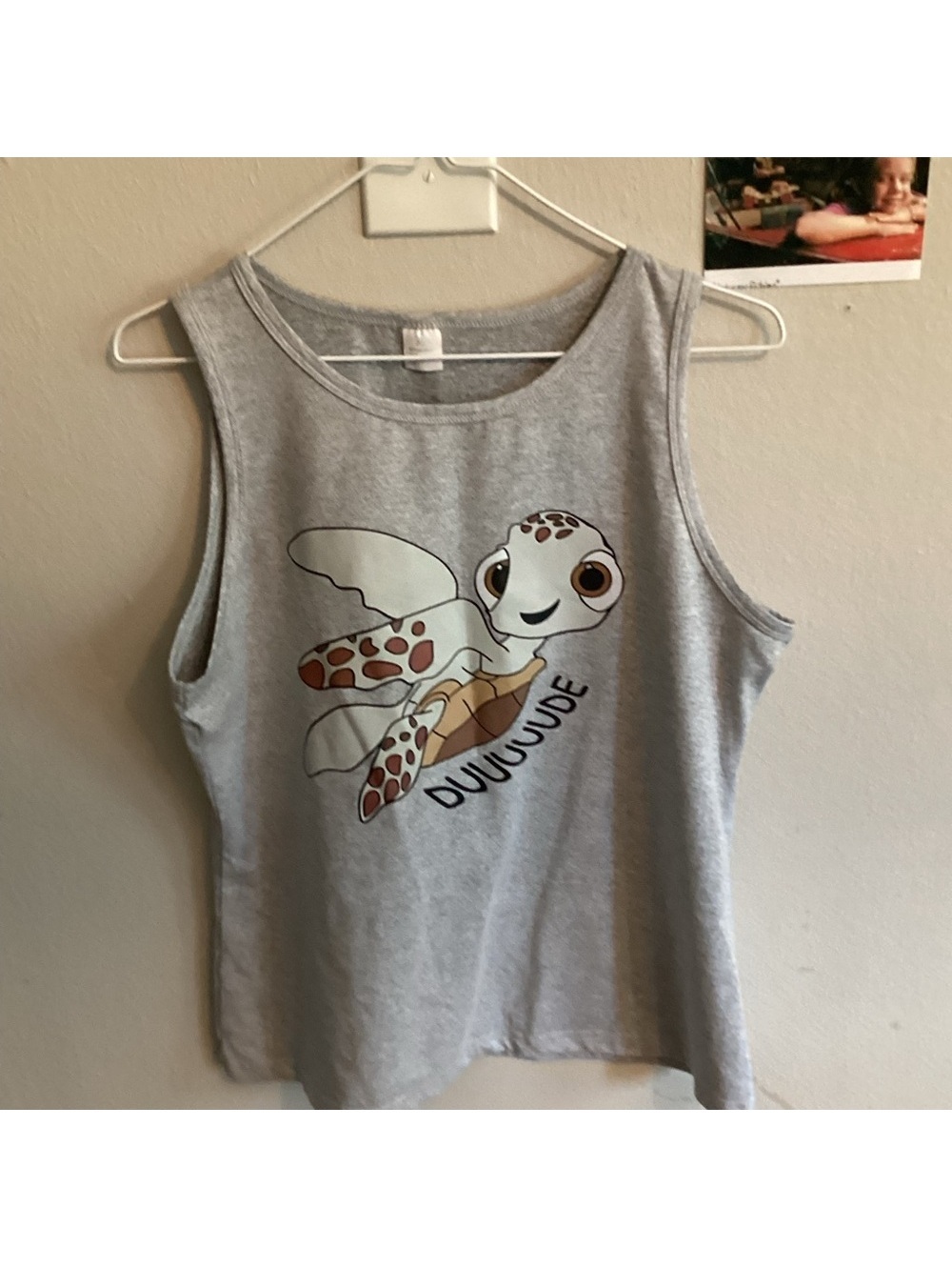 Women’s XL Gray Tank Top with Turtle Print Dude Tote4